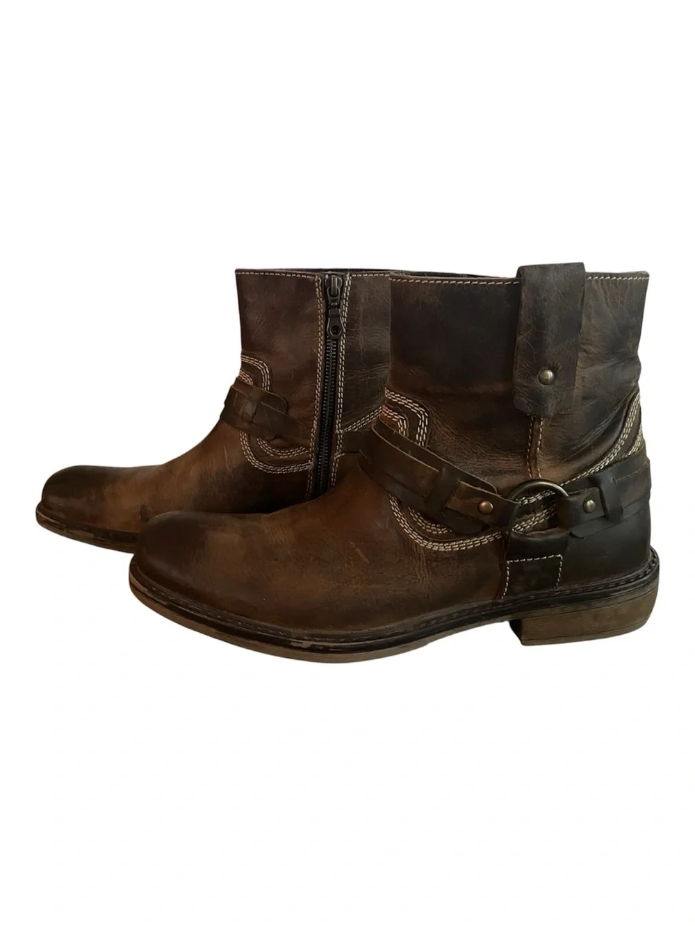 ROAN by BED STU Native II Brown Distressed Leather Harness Moto Boots Mens 9
